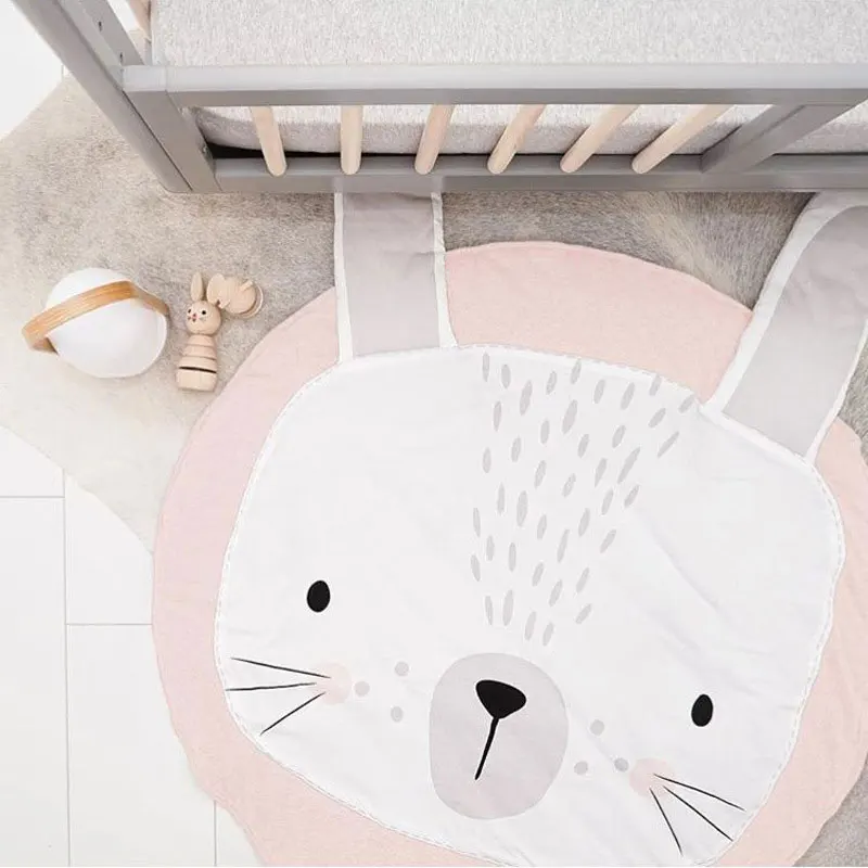 Baby Infant Pink Gray Rabbit PlayMats Kids Crawling Carpet Floor Rug Baby Bedding  Blanket Soft Cotton Game Pad Gift Package