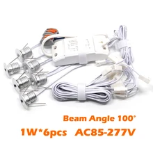 1 Вт* 6 шт./комплект супер мини 1 Вт Светодиодный точечный светильник AC85-277V Встраиваемый светодиодный светильник Кабинета лампа звезда