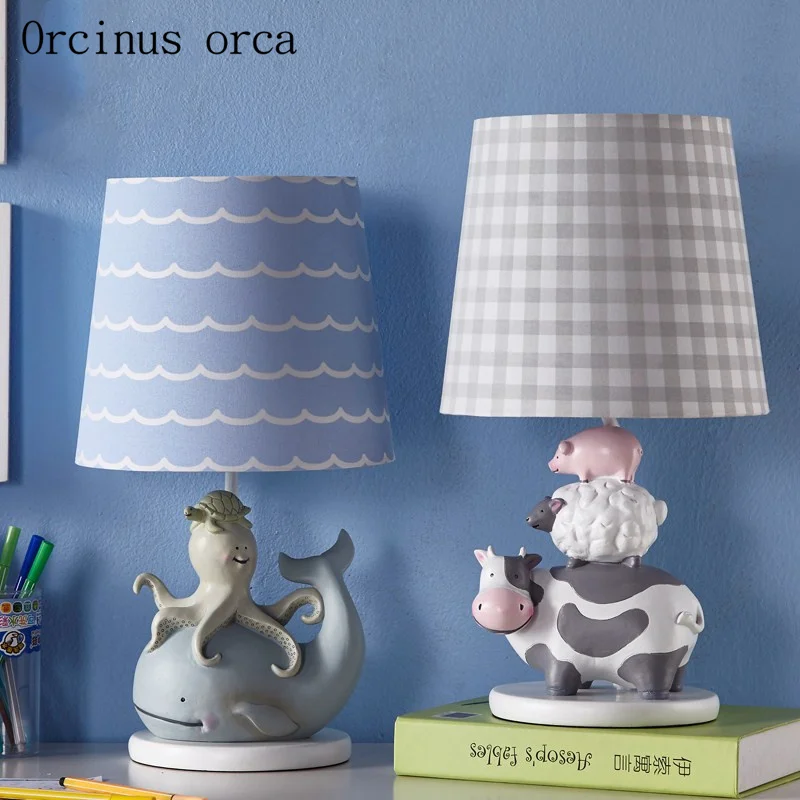 

Mediterranean cartoon creative animals table lamps boys girls bedroom children's rooms lamps lovely fish decorative lamps