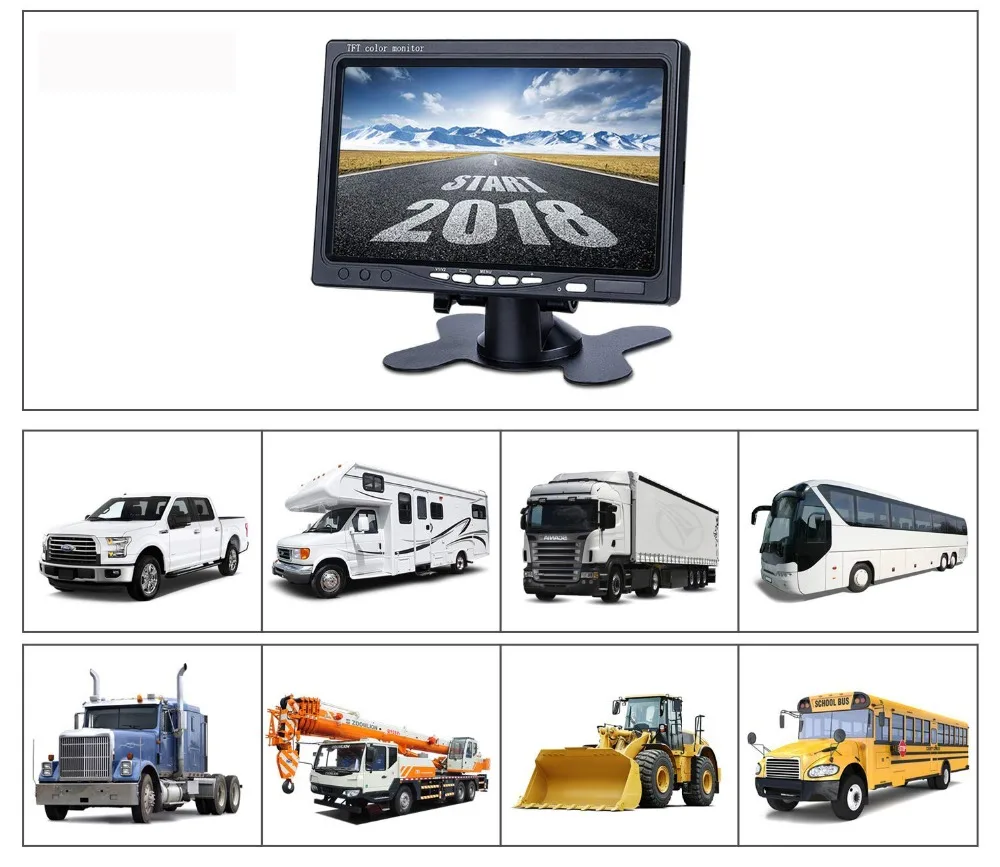 NEW 7 inch 800x480 industrial Car Reverse Backup Rearview LCD monitor 2 AV Input Screen Computer Monitor PC