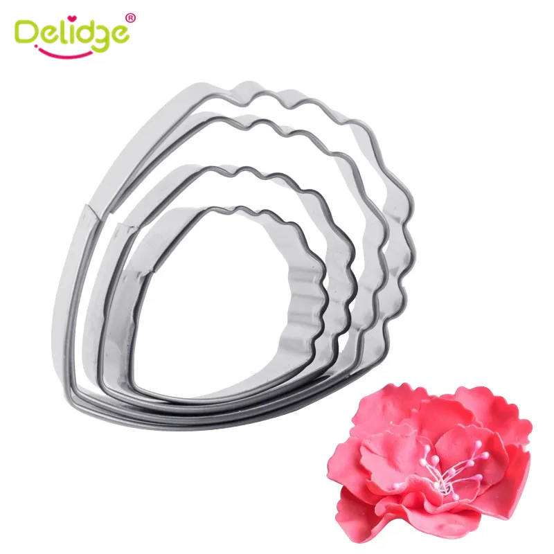 

Delidge 4pcs/lot Heart Peony Flower Cake Mold Stainless Steel Fondant Sugarcraft Cookie Biscuit Cutter Xmas Cake Decorating Mold