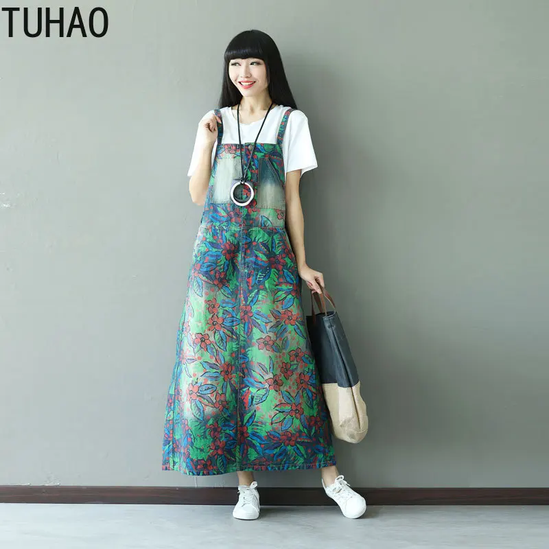 

TUHAO 2019 large size Spring summer Women Vintage Denim Dress Casual Loose Leisure retro long woman Dresses clothing LLJ
