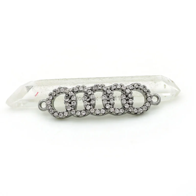 31*7*2 мм Micro Pave Clear CZ подключен пять петель Шарм соединитель подходит для мужчин и женщин делая браслеты ювелирные изделия
