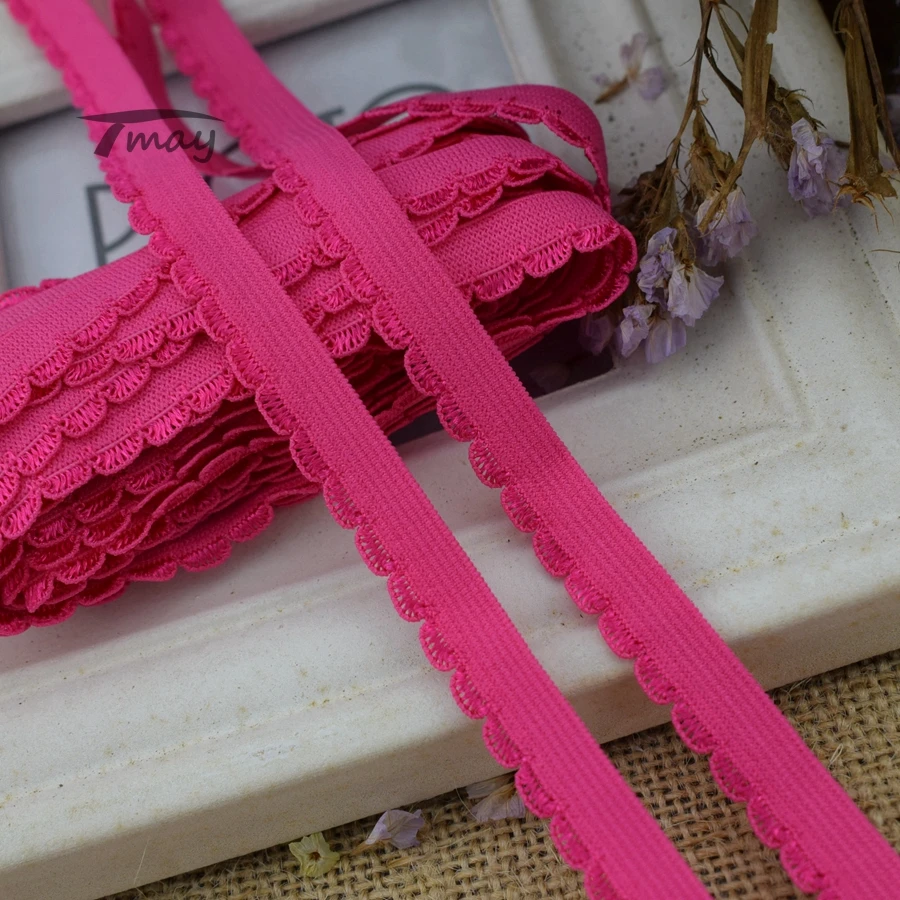 

#1341 Rose Color Bean sprouts Elastic Bands Lace Ribbon 8yards/lot elastic stretch lace Trim Sew Lace Appliques Tape Pants Bra