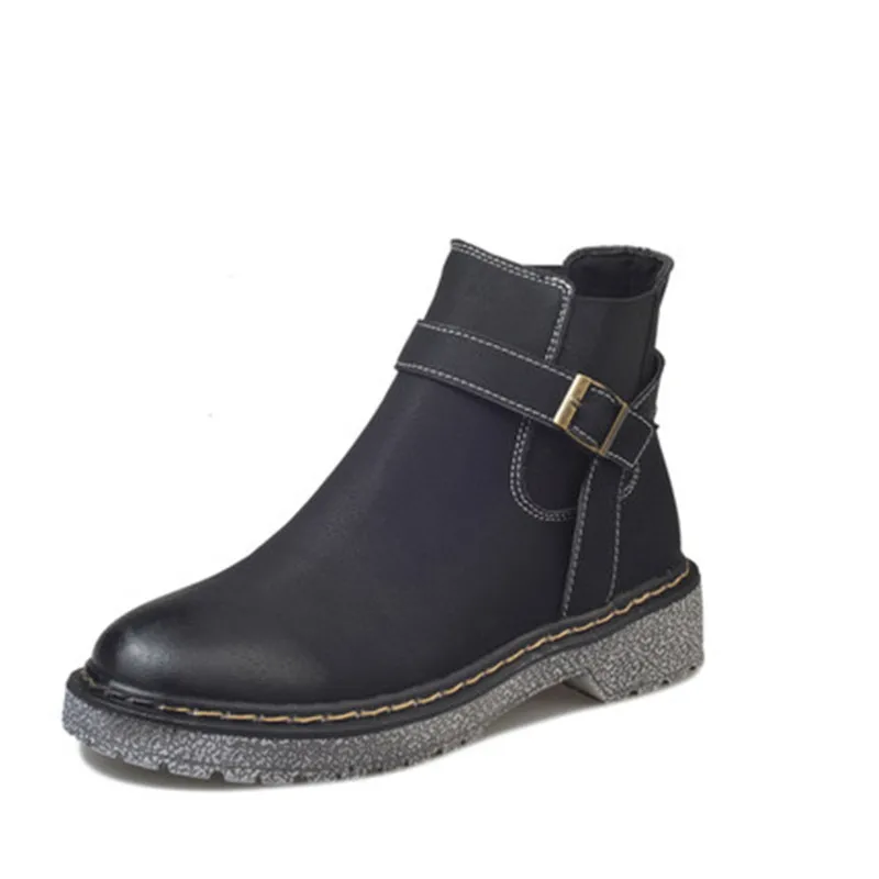 

2018 new British style flat bottom Martin boots plus velvet boots cotton shoes
