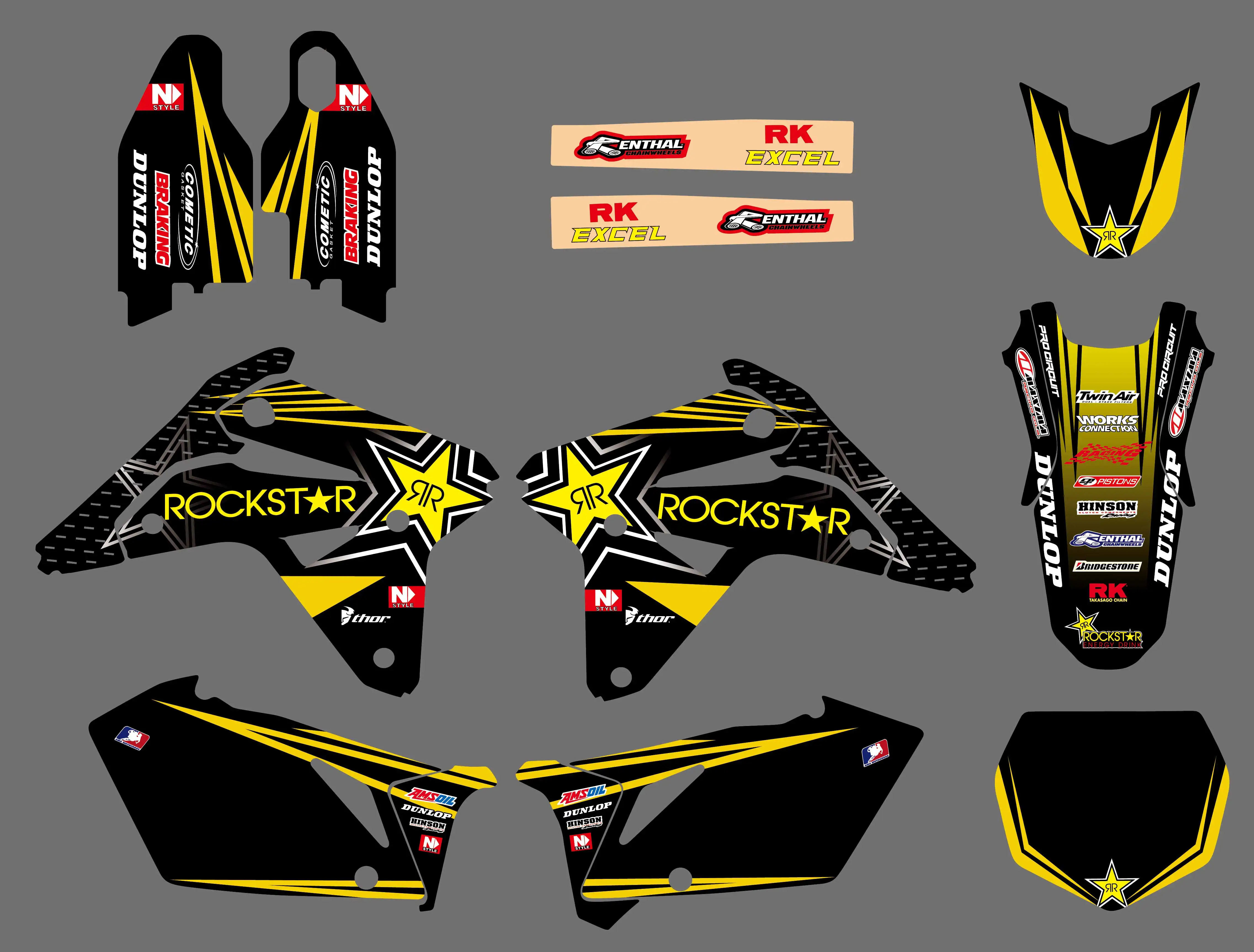 Для Suzuki RMZ450 RM-Z РМЗ 450 2007 Team Graphic фоне звезды этикета и набор наклеек мотоцикла Пит Байк Стикеры s наклейки