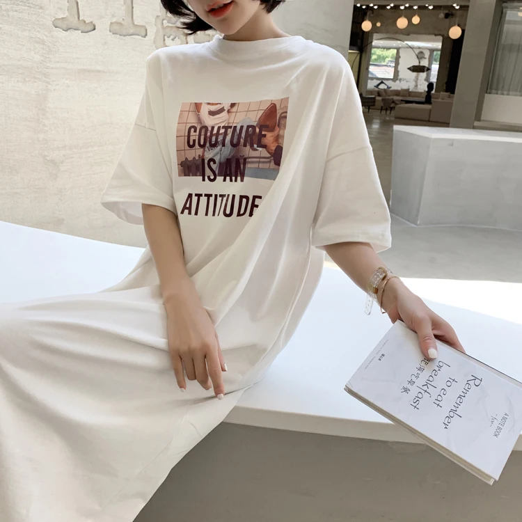 New 2020 Fashion streetwear letter words print maxi long dress boho beach sundress vestidos zomerjurk dames