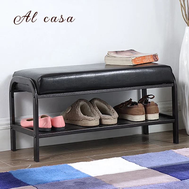 Прихожая обуви stoo vestibulel скамейке стеллаж для хранения Османской железной рамки PU подушки мебель гостиной