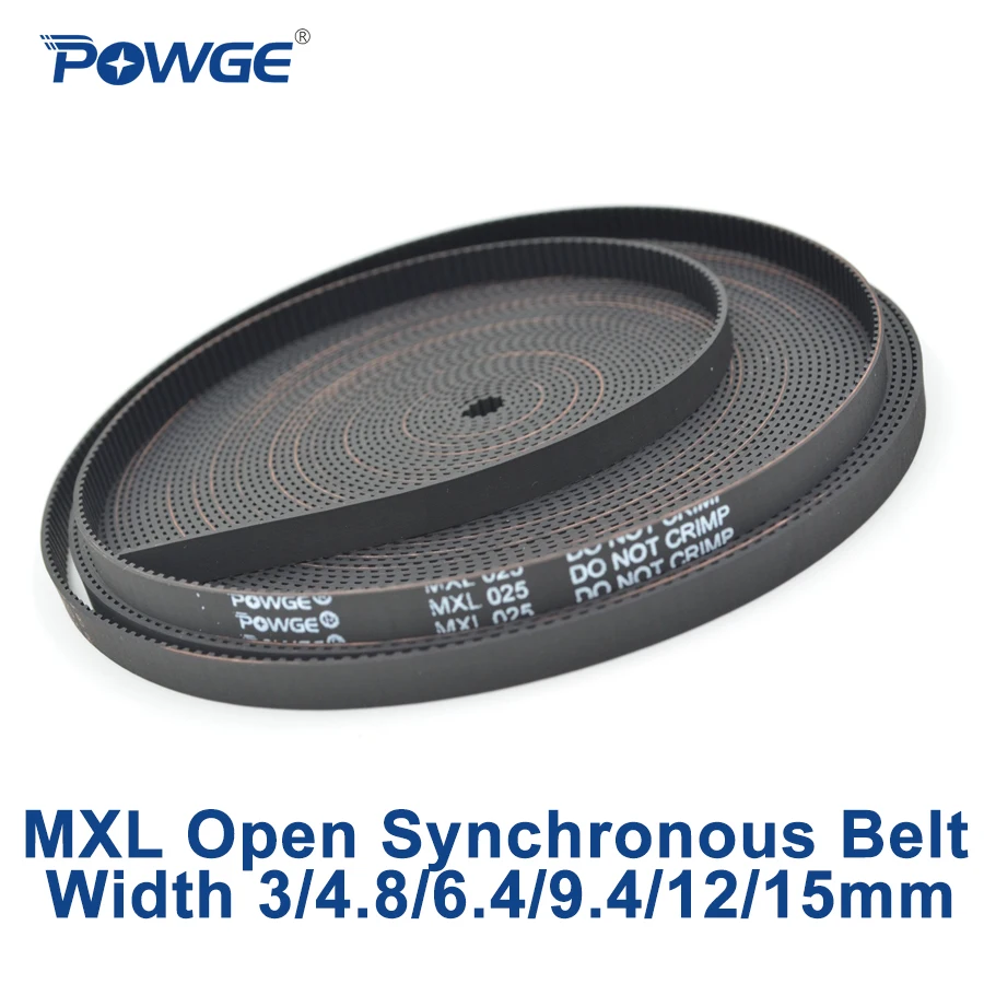 POWGE Trapezoid MXL Open Synchronous Timing belt MXL-025 MXL-037 Rubber ...