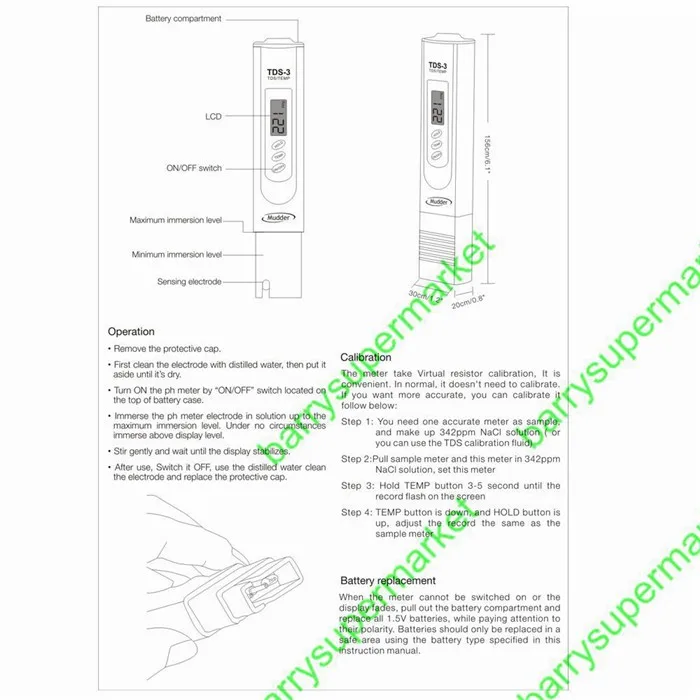 Digital PH Meter+Digital TDS meter PH tester Water Quality Purity tester for Aquarium Swimming Pools Laboratory 0-9999 PPM