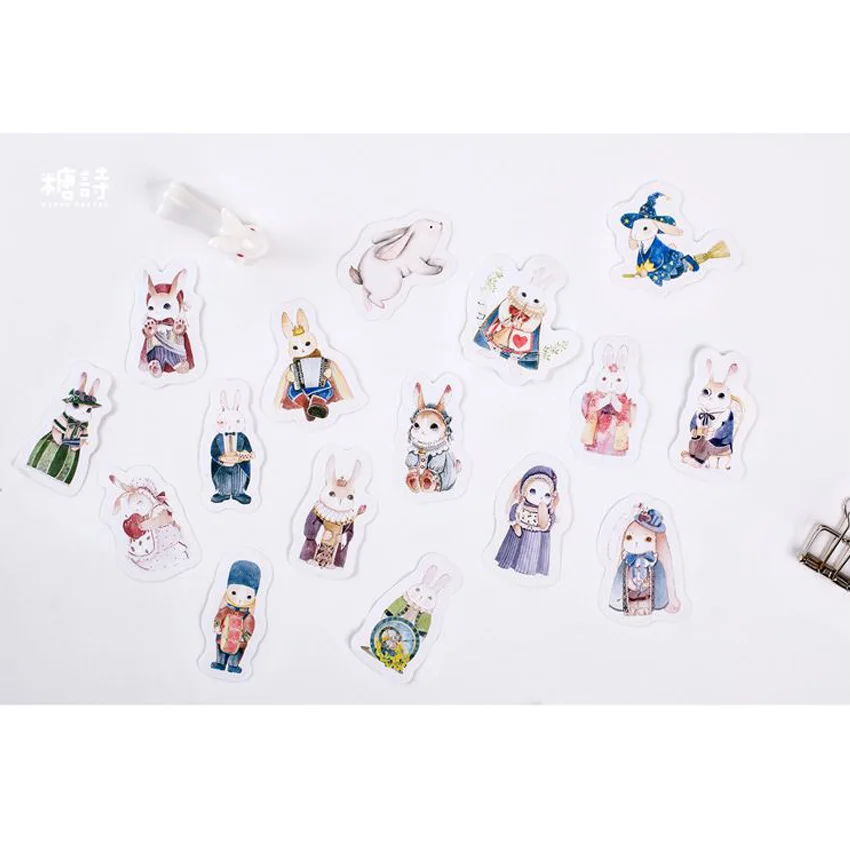 

45pcs/pack Magic Rabbit Alice Sticker Mini Paper Diary Label Sealing Scrapbooking Decoration DIY Album Stickers Stationery