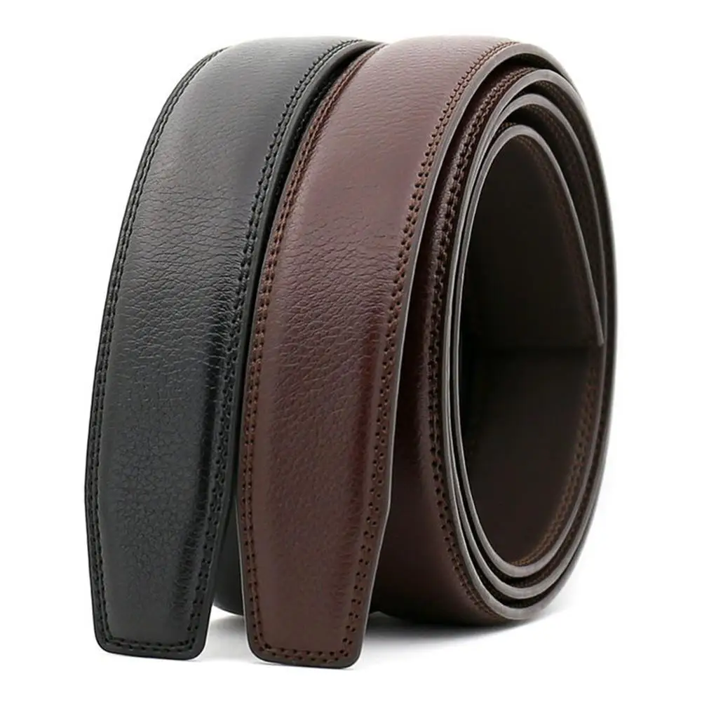 Business Men's Soft Faux Leather Belt No Buckle Wide Band Replacement Waistbelt newin Men's
