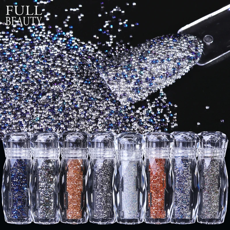 

Full Beauty Nail Zircon Rhinestones 3D Mini Plating Beads Micro Holo Glass Nail Art Decoration Caviar Glitter Crystal Gems CH087