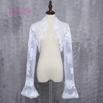 

2019 White Ivory Lace Shawl 2019 Sexy Wedding Shawl Long Sleeve Wedding Jacket Wedding Coat