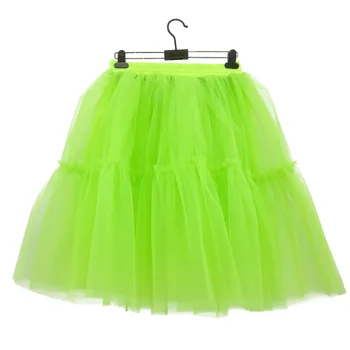 

Tulle Skirt 6 Layers Skirts Tutu Skirts Women Fluorescent green Ball Gown Party Petticoat faldas saia jupe