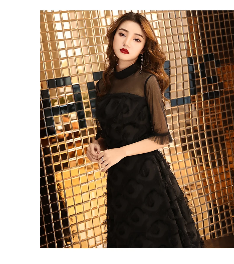 Weiyin Новое короткое вечернее платье черное с черным кружевом Короткие вечерние платья для выпускного вечера вечерние платья WY1340