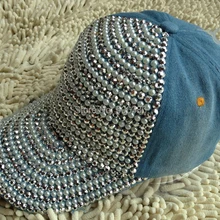 Модные джинсовые бейсболки, роскошное перламутровое сверло, Женская солнцезащитная Кепка, женские джинсы, летняя шляпа от солнца, бейсболка