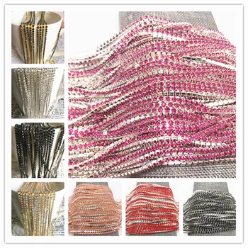 Wholesale 1-Row 1 yard SS6 Cystal Rhinestone Trim Close Cup Chain Claw DIY Jewelry Making nizi 1440 ss6 1 9 2 1 diy 19 36