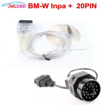 

2019 Diagnostic Cable For BM-W INPA K CAN Inpa K DCAN USB OBD2 Interface INPA Ediabas + 20pin Connector 20 pin Cable