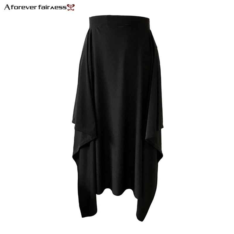 A Forever,, Весенняя новинка, Женская юбка с высокой талией, эластичная, эластичная, с боковой строчкой, черная, свободная, нестандартная, модные юбки, AFF2023 - Цвет: Black