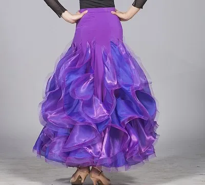 Бальная танцевальная юбка оверсайз юбка для вальса юбка в стиле фламенко танцевальная одежда Розовое Бальное Платье современные танцевальные костюмы по индивидуальному заказу - Цвет: purple