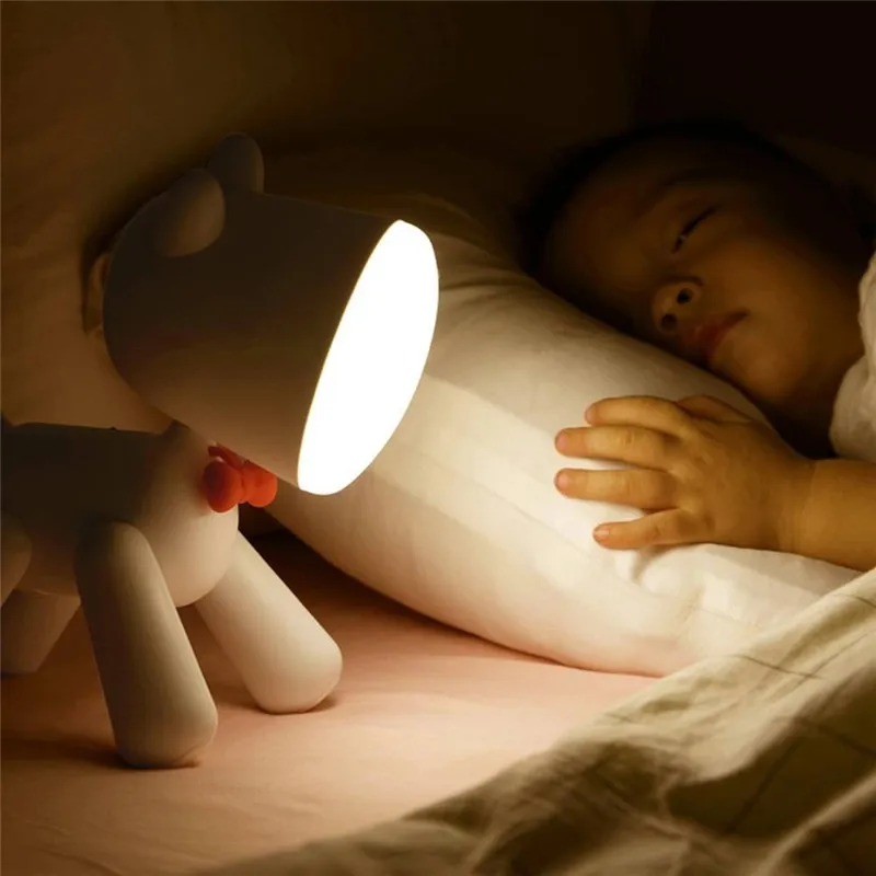  Rotatable Puppy Cartoon Desk Lamp USB Charging Lovely Table Lamp Novel Baby Sleep Night Light