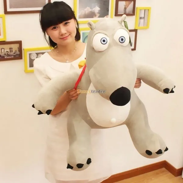 Fancytrader 145cm Lovely  Plush Toy  Giant Backkom Bear Gray  Large Unlucky  Cartoon Polar Bear Doll for Child 1 piece