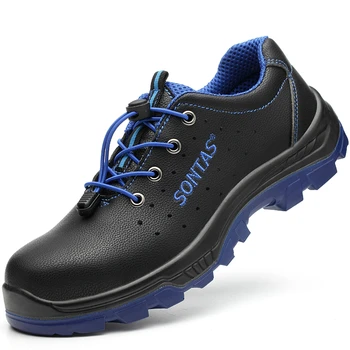 

mens fashion large size breathable steel toe cap work safety shoes anti-pierce soft leather worker dress shoe security boots man