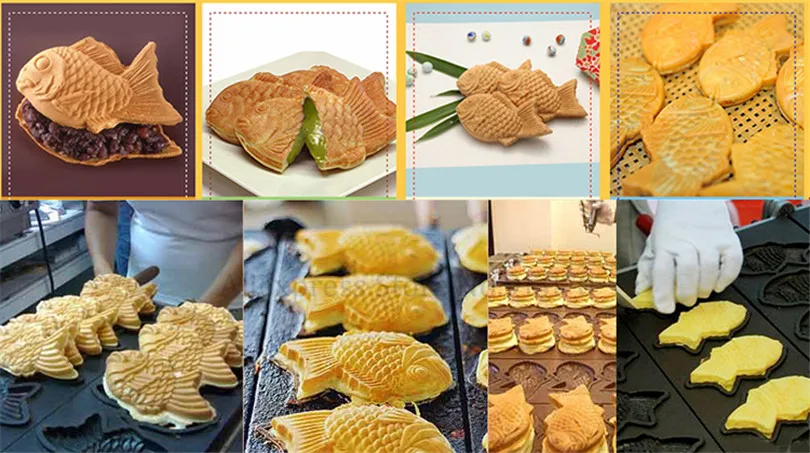 Коммерческих Нержавеющая сталь Taiyaki машина с антипригарным покрытием газа японская рыба вафельный машина для изготовления тайяки Baker 6