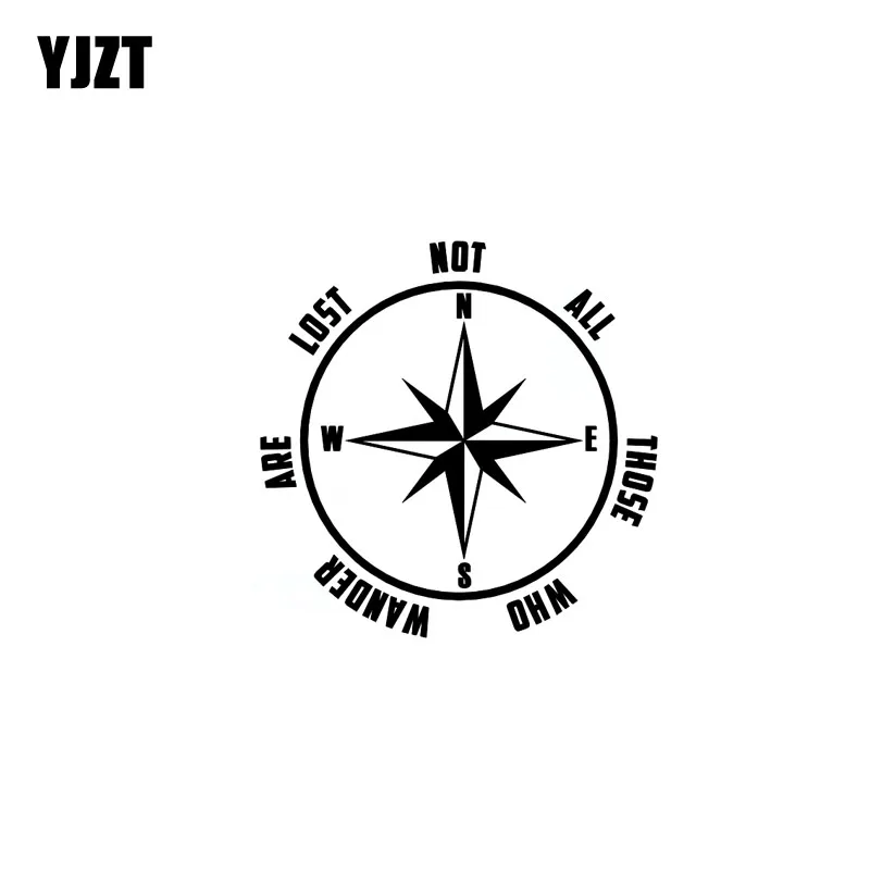 YJZT 14.8CM*14.8CM COMPASS &quotNot All Those Who Wander Are Lost&quot Vinyl Decal Car Sticker Window Black Silver C10-01152 | Автомобили