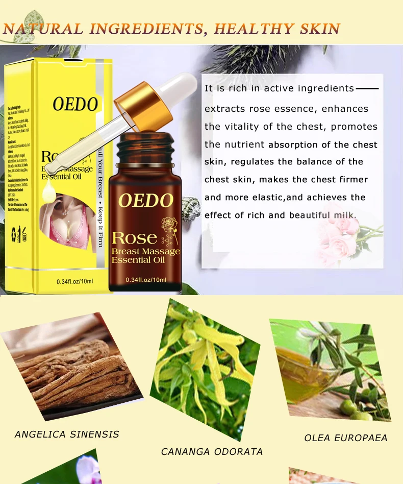 OEDO Роза травяное эфирное масло для увеличения роста груди усилитель Массажер Лечение эффективная Полная эластичность лифтинг
