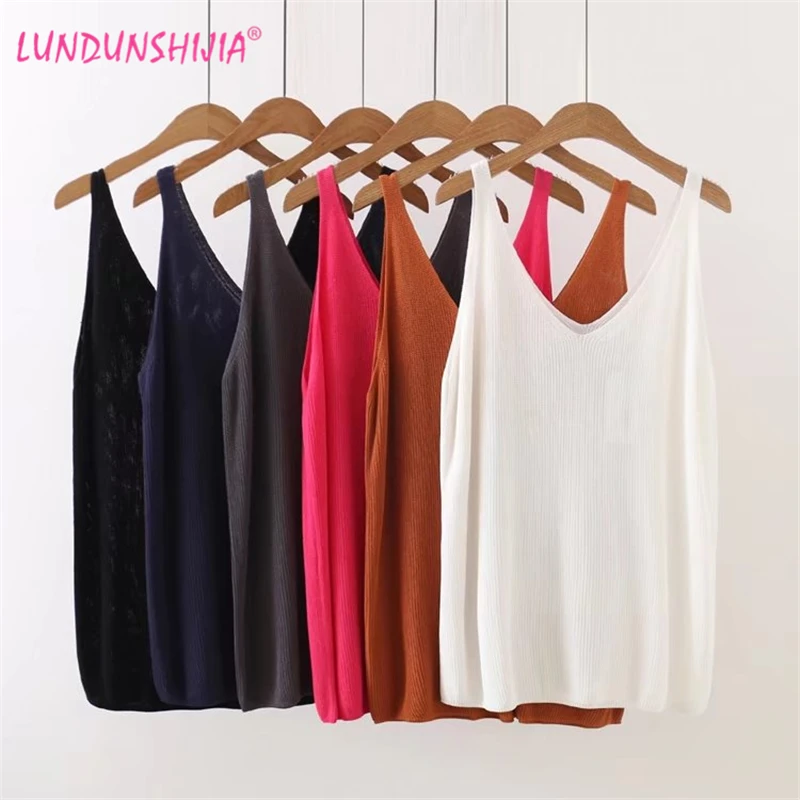 

LUNDUNSHIJIA Blusa 2017 New Women Casual Loose Solid Color Camis Women Clothing Women Tank Tops 5 Colors
