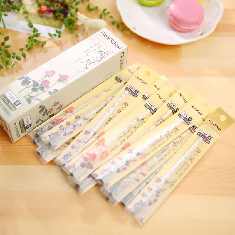 

10pcs/lot 0.35mm Cute Kawaii Plastic Gel Pen Refill Flower Pen Refills Korean Stationery School Supplies Student 2806