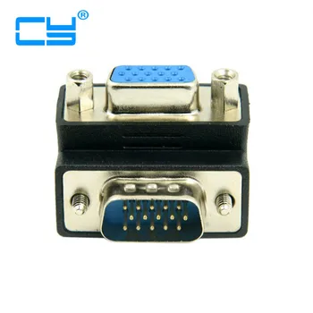 

high density VGA plug to socket 270 Degree Right Angled VGA SVGA 15pin Male To Female extension Connector Adapter 2pcies/lot