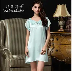 Для женщин ночные рубашки для девочек Пижамы 2019 Женская шелковая ночная рубашка Домашняя одежда розовый очень большой короткий рукав