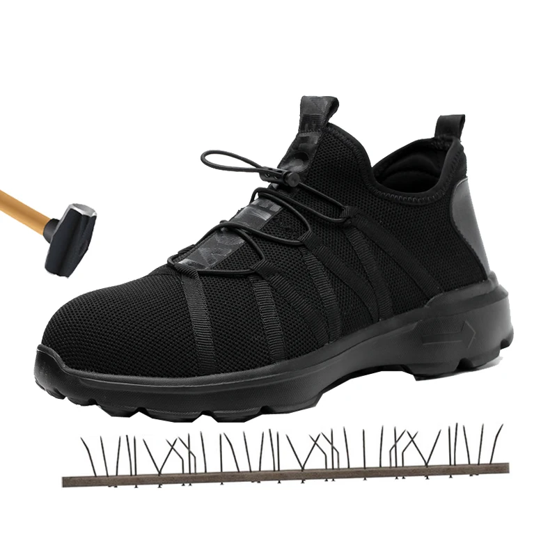 

Steel toe safety shoes anti-smashing anti-piercing work shoes breathable mesh flying woven safety boots indestructible shoes