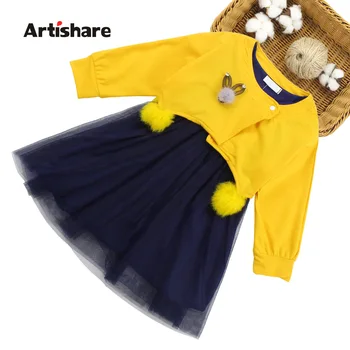 

Girls Clothes Long Sleeve Knitted Shirt + Solid Dress Children Clothing Set Teenage Costume Child 6 8 10 12 13 14 Year