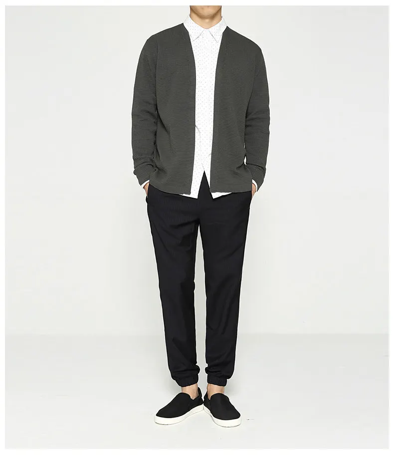 MuLS 100% Cotton Cardigans Men Spring Autumn Thicken Male Sweaters Cardigan Coat Men Brand Winter Dot Black Green Size XXL XXXL-01