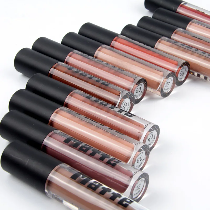 

48pcs/lot MISS ROSE High Quality Baton Matte Lip gloss Waterproof Makeup Pigment Brown Nude Velvet Liquid Lipstick Wholesale