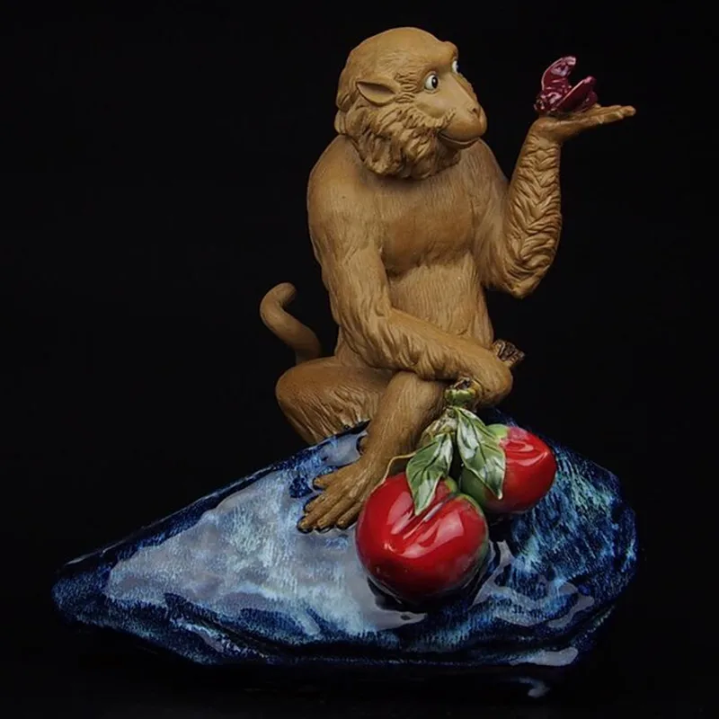 

Shiwan Doll Master Fine Ceramic Desk Ornaments Spirit Monkey Purely Manual Home Living Room Decor Business Gift M1258