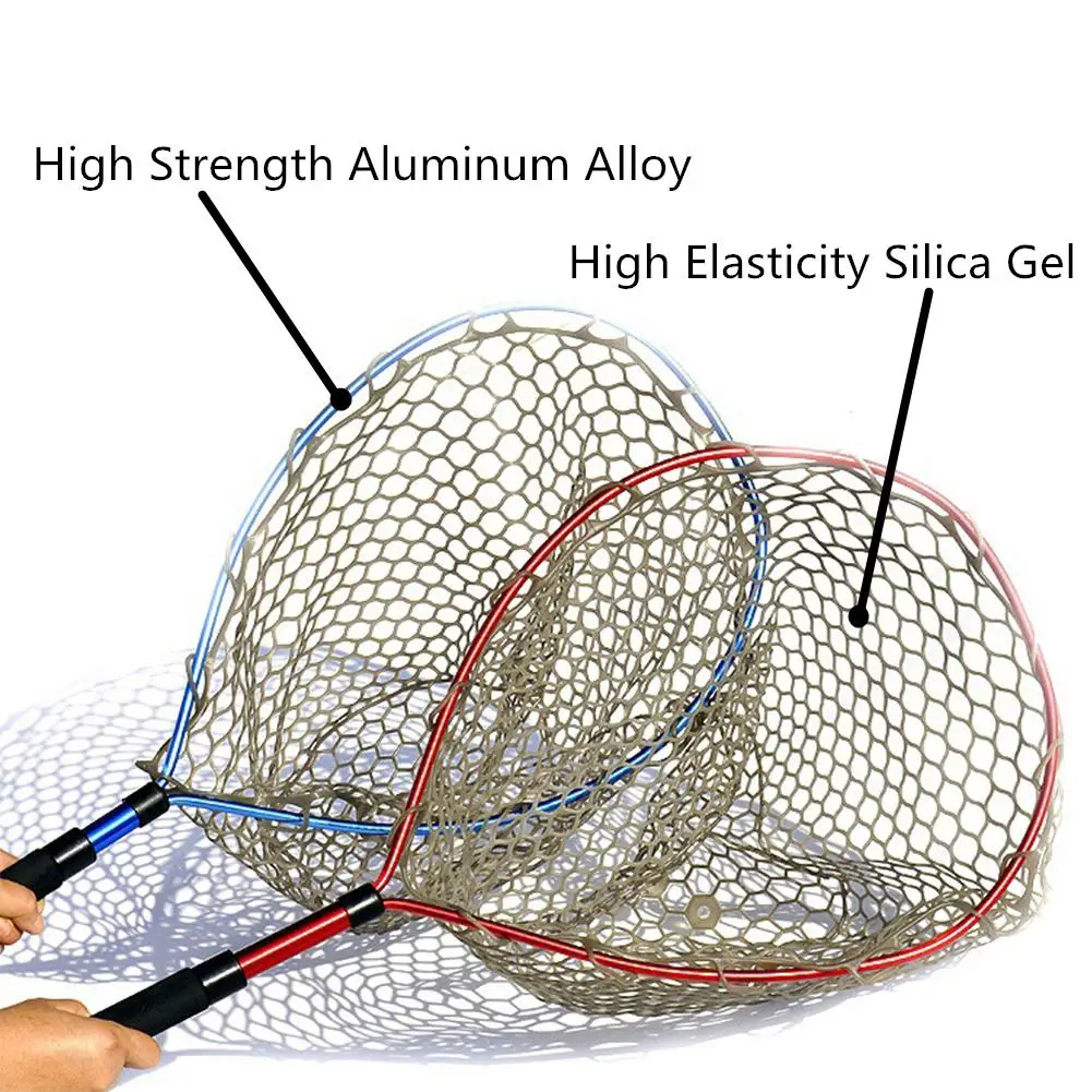 

Aluminum Alloy Fish Net Retractable Silicon Rubber Landing Net Catch And Release Holder Fishing Net 85cm
