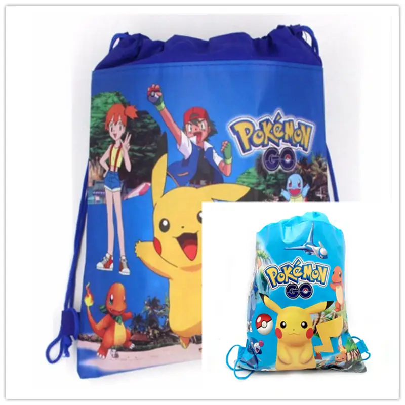 

Pokemon Go Theme 1pcs Portable Drawstring Bag Kid Cotton Travel Pouch Storage Clothes Shoes Bag Pikachu Handbag Kid School Bag