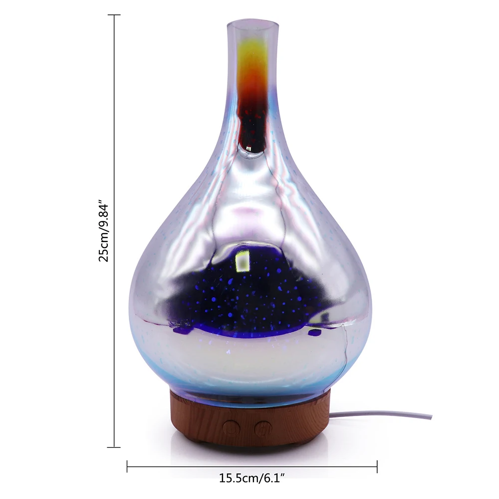 3D Feuerwerk Glas Vase Form Luftbefeuchter mit LED Nachtlicht Aroma Ätherisches Öl Diffusor Nebel Maker Ultraschall luftbefeuchter