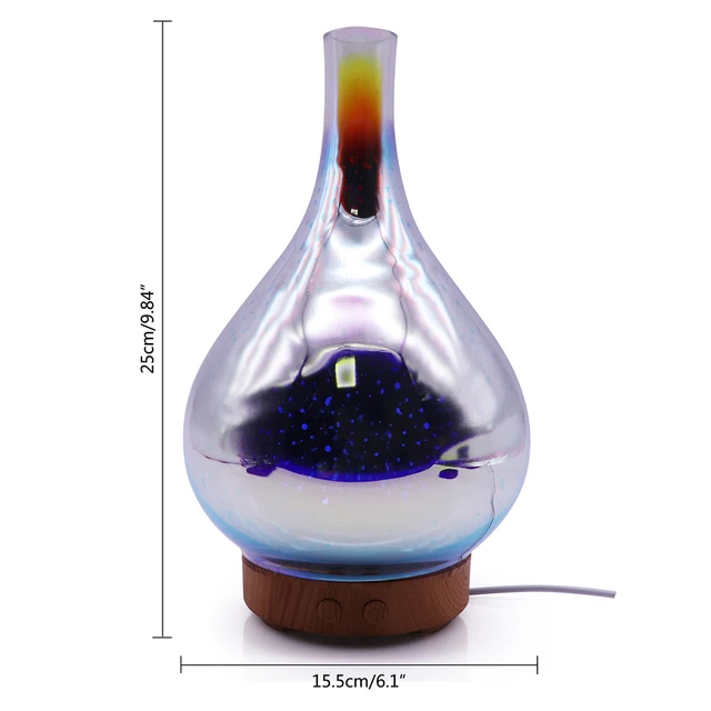 Humidificateur d air en forme de Vase en verre de feux d artifice 3D avec LED