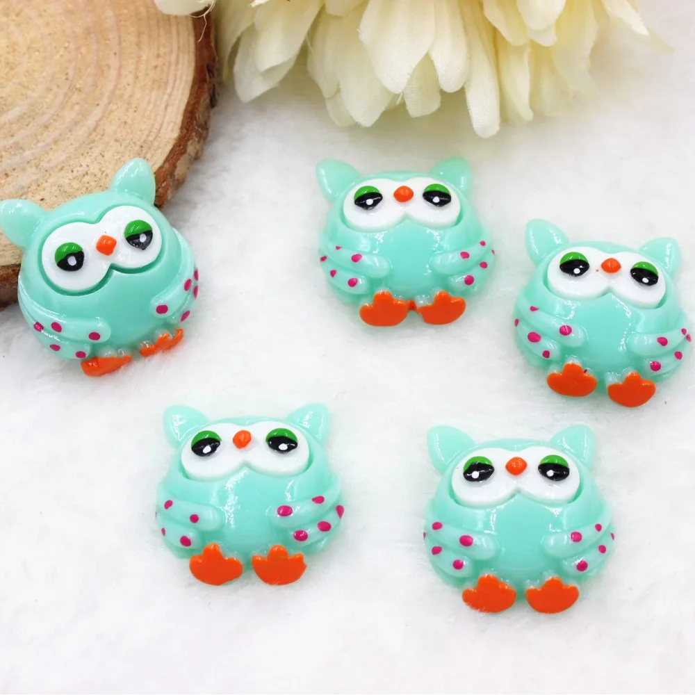 

30pcs/lot DIY resin cabochons accessories flat back resin cartoon owl with dots