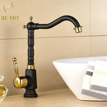 

Free Shipping Wholesale And Retail Retro Black golden Bathroom Faucet Single Handle Deck Mounted Vessel Sink Faucet H-5239