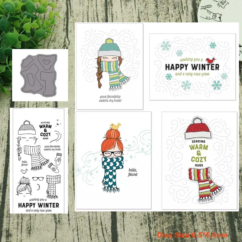 

Winter girl Metal Cutting Dies and stamps DIY Scrapbooking Album Paper Card Decorative Craft Embossing New 2018