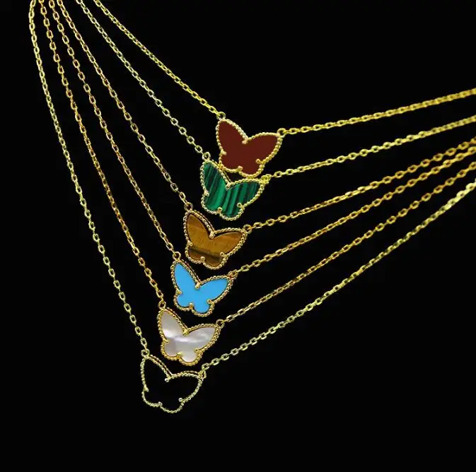OL модное милое ожерелье с бабочкой, набор ободков, белый, черный, зеленый, синий, красный корпус, подвески, золотое ожерелье, цепочка для ключицы для женщин