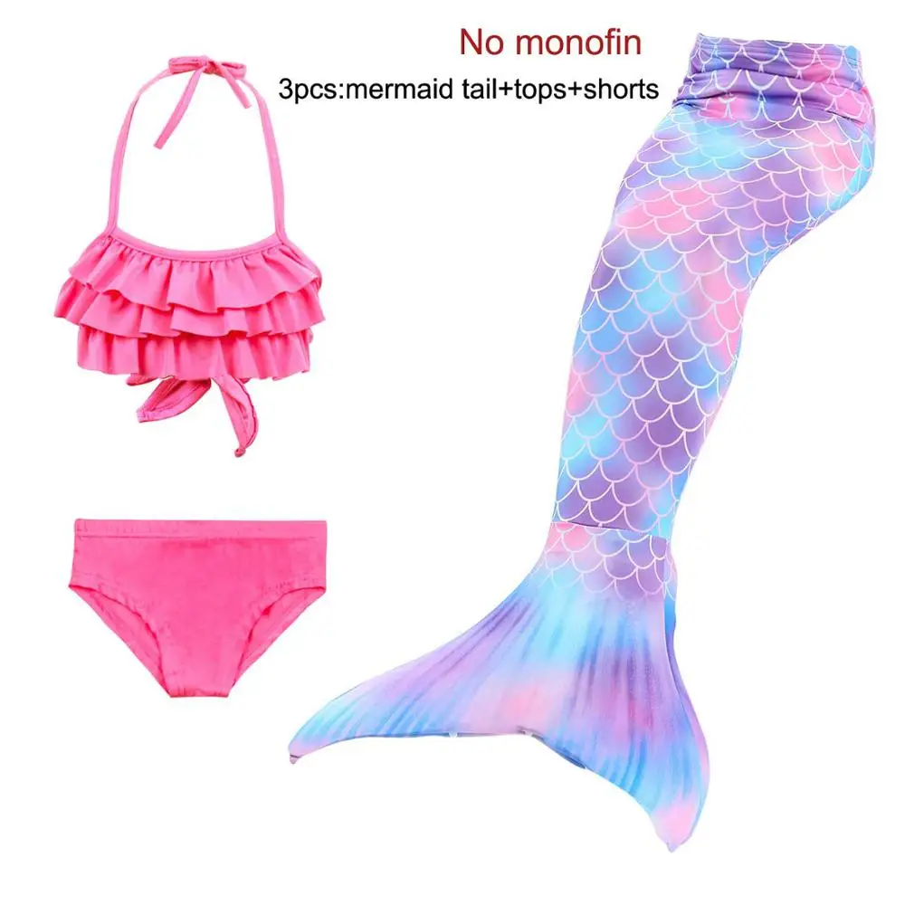 Стиль, хвост русалки для девочек, купальный костюм, костюм русалки для костюмированной вечеринки, купальный костюм, детский купальник принцессы, купальный костюм, бикини - Цвет: mermaid 1-3pcs
