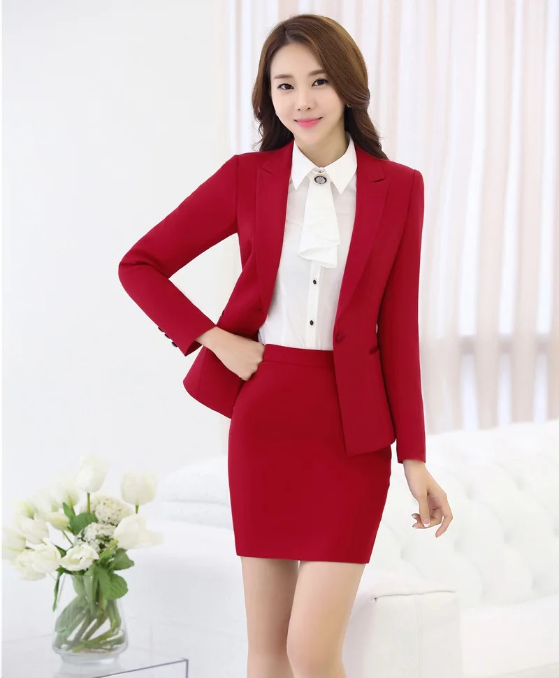 red corporate attire